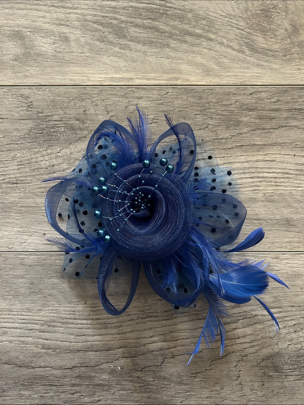 Blue Feather Fascinator Headpiece - Women's Hair Accessory